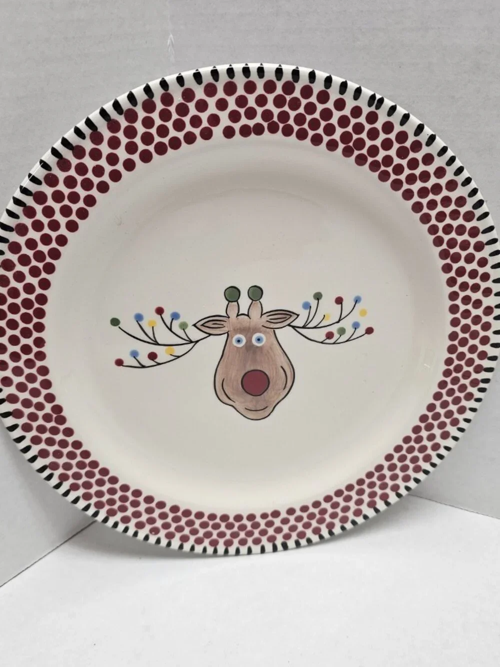 1 Caffco Simply Christmas Deer w Holiday Lights Plate 9” M Bagwell Rare #2